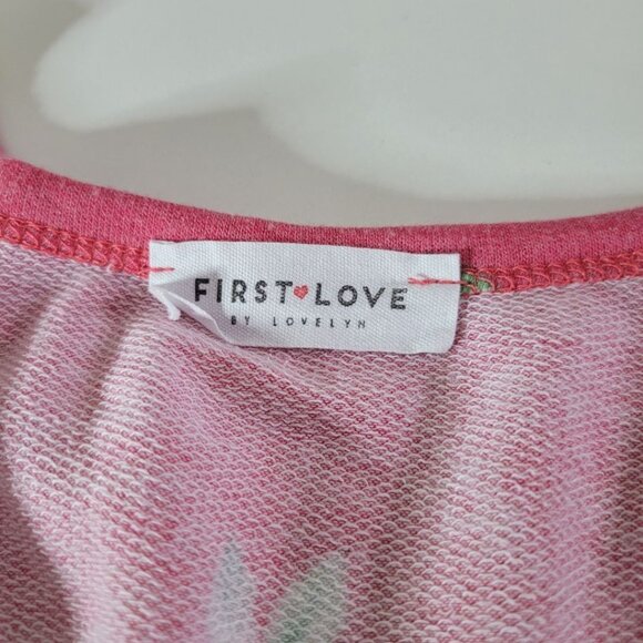 First Love Pink Floral Cold Shoulder Lovely  Button Tie Front Womens Large - Picture 8 of 10